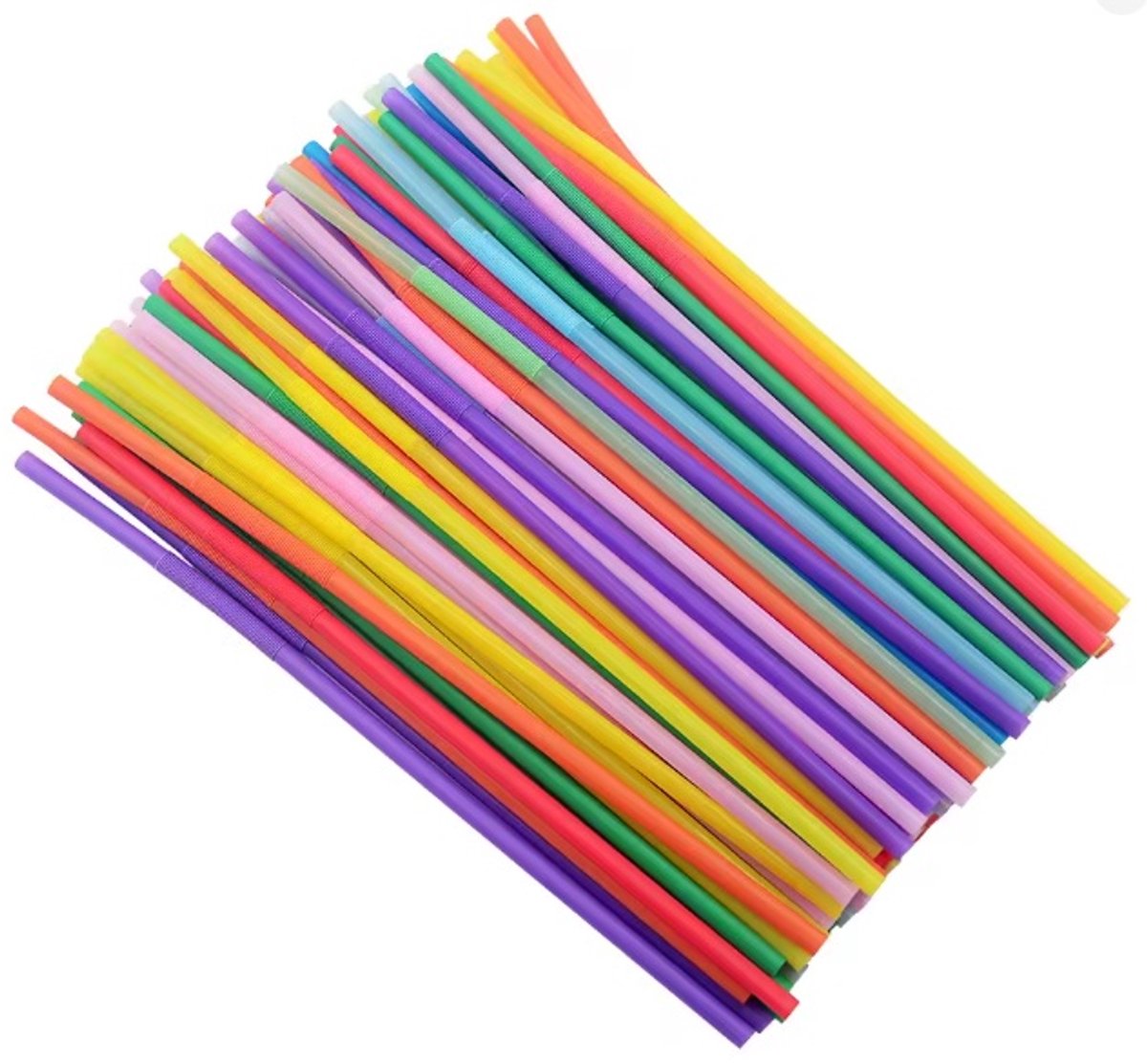 Rietjes gekleurd - plastic - 1000stuks - buigrand - 24cm - reusable