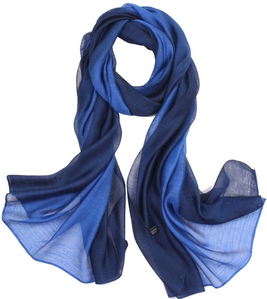 Écharpe longue en soie mélangée pour femme – Blauw