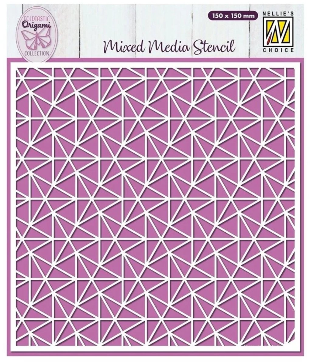 MMS-4K-069 - Mixed Media Stencil - Nellie Snellen - Origami Triangles - driehoeken driehoek
