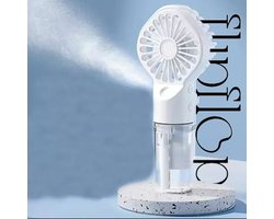 FLIPFLOP CLUB Mistventilator – Maakt huid vochtig en verkoelt – Ventilator met sproeifunctie – Stille handventilator met sproeier – Draagbaar – Airco Verkoeling – USB Ventilator – Draadloos – Mini Fan – Zomer – Waaier festival – Mist – Spray – Water