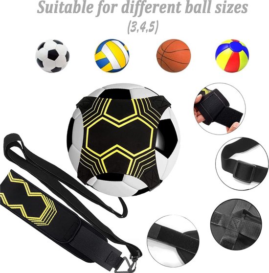 LBING Voetbal Kicktrainer Set – Met 10 Kegels & Draagtas – Hands-Free Trainingsapparaat Voor Balcontrole – Geschikt Voor Maat 3,4,5