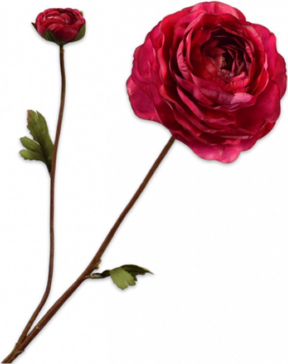 Silk-ka - Kunstbloem - ranonkel - rood - H65 cm