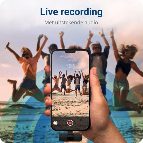 Draadloze Lavalier-microfoon voor iPhone, iPad, plug-en-play draadloze microfoon voor opnemen, live streamen, YouTube, TikTok, Facebook, ruisonderdrukking, auto-synchronisatie