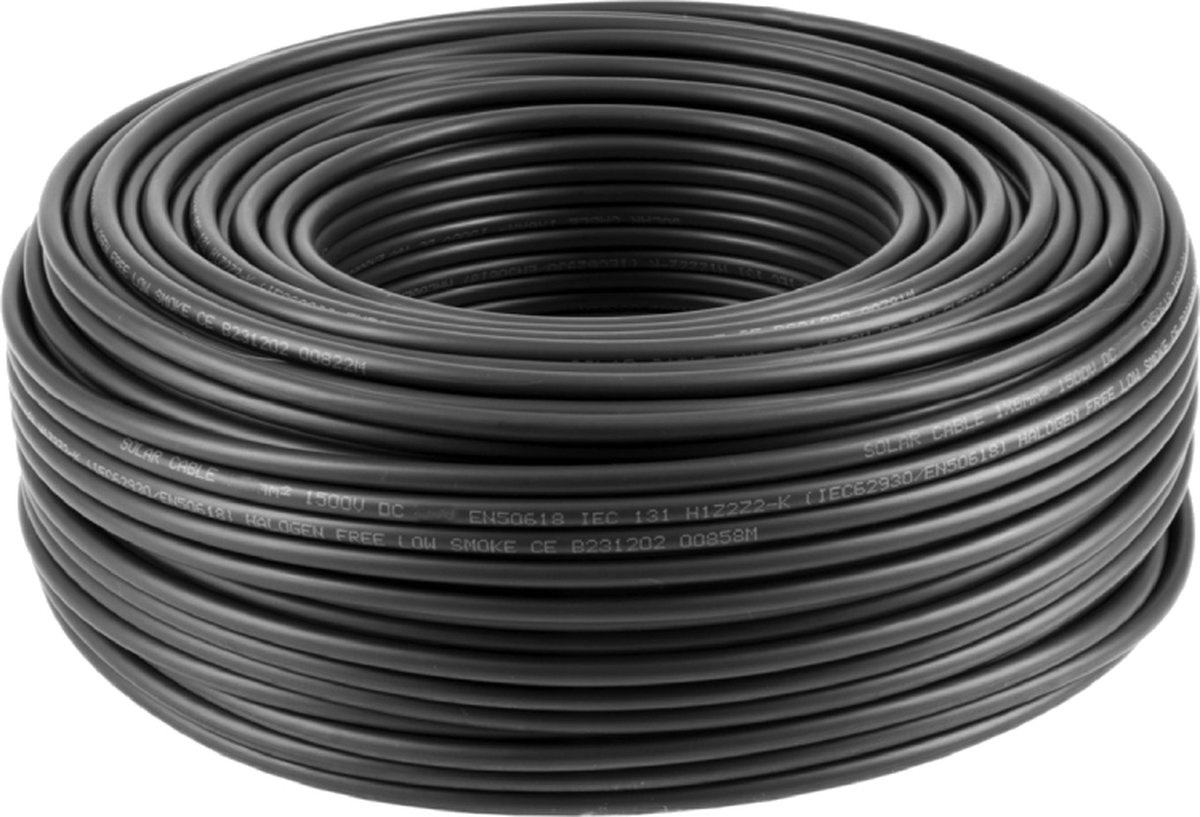 Meterware-Solarkabel 6mm², H1Z2Z2-K, CPR, schwarz, 100m
