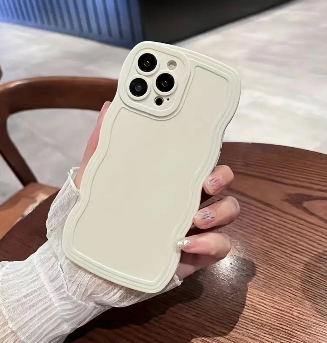 Iphone 14 pro max telefoonhoesje crème - golven- asymmetrische