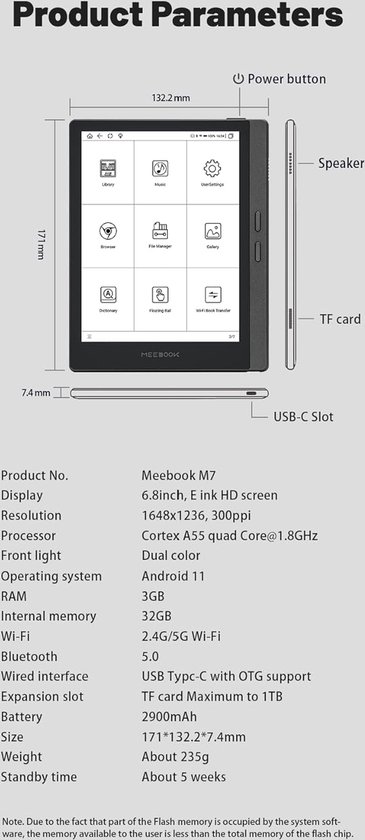 Meebook M8C E-reader 7,8 Inch Kaleido 3 Kleurenscherm - Android 14 Met Octa-Core Processor