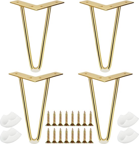 THINFAR Haarspeld Tafelpoten, 4-delige Pin Tafelpoten Set, Stalen Haarspeldpoten, Doe-het-zelf Metalen Tafelpoten (2 Staven, 20 cm, Zwart