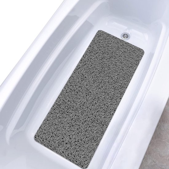 Loofah Douchematten voor Binnendouche 50 x 80 cm, grote douchemat antislip antislip schimmels, zachte en lange badmat voor badkamer douche (grijs