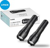 Lampe de poche militaire FlinQ - Lampe de poche LED - 1 000 mètres - Aluminium - Paquet de 2 - Zwart