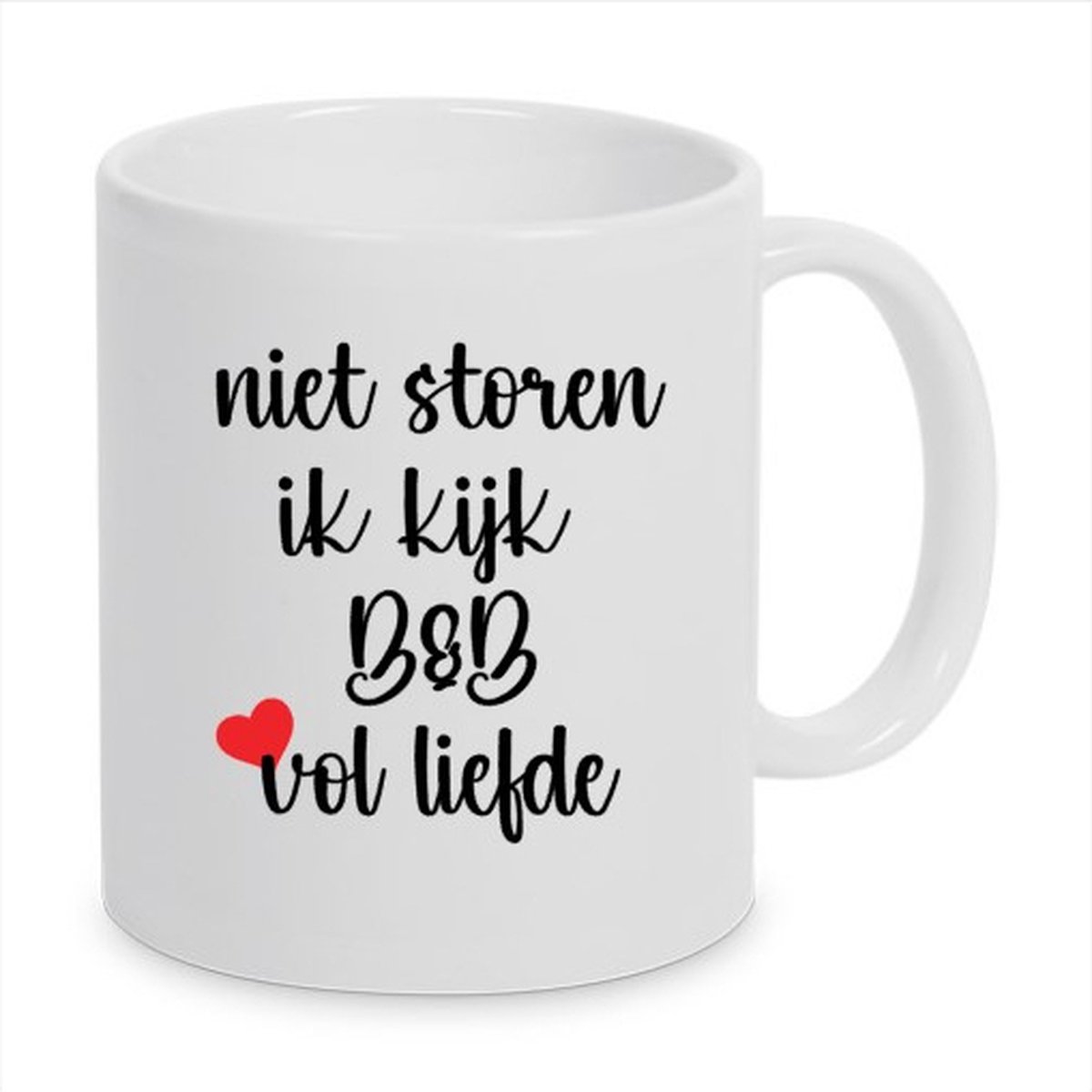 Bedrukte beker, Niet storen ik kijk B&B , Mok met tekst, B7B vol liefde, Beker, Mok, Bedrukt beker