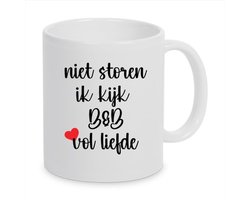 Bedrukte beker, Niet storen ik kijk B&B , Mok met tekst, B7B vol liefde, Beker, Mok, Bedrukt beker