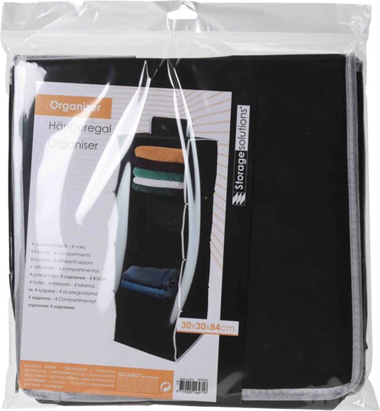 Storage solutions Organizer - hangende kast organizer met vakken - opvouwbaar - zwart - 84 cm van Merkloos — afbeelding 3