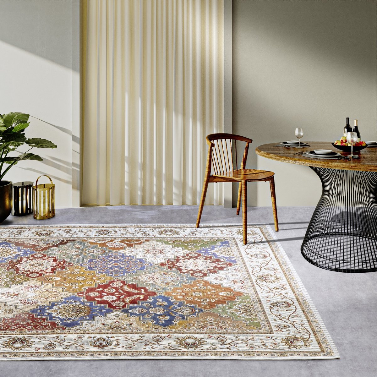 Flycarpets Villeroy & Boch -Binnen- en Buitenkleed - Vintage Pierre - Creme / Multi - 160x235 cm