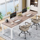 Bureau TRIBESIGNS - Bureau double long - Bureau d'ordinateur - Table d'ordinateur - Table de bureau pour bureau à domicile - 200 x 70 x 75 cm - Chêne