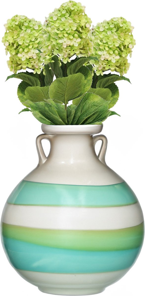 Bellatio Design Kunstbloem Pluimhortensia/hydrangea XL - 3x - 85 cm - losse steel - kunst 