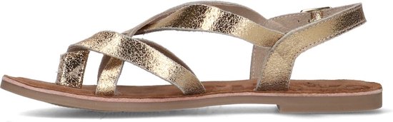 Sacha - Dames - Gouden leren sandalen met gekruiste bandjes - Maat 37