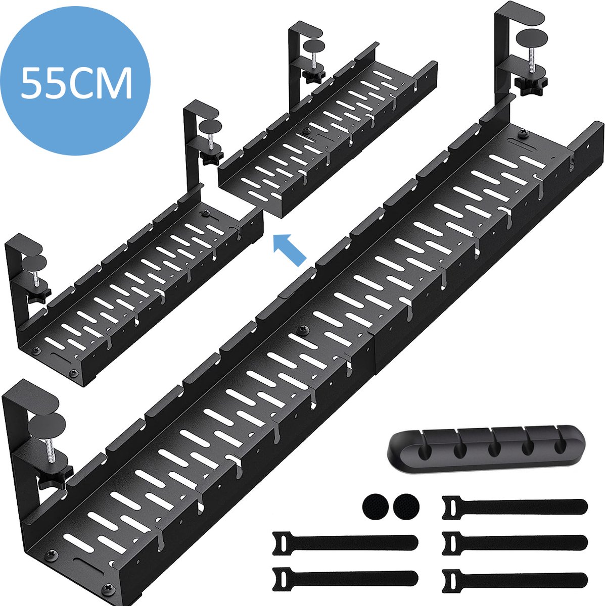 Noble Kabelgoot - Uitschuifbaar onder bureau - 30-55 cm - Bol