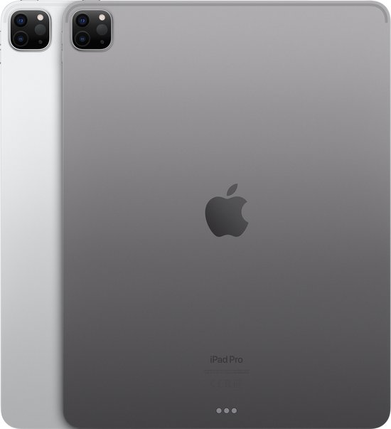 Zilverkleurige en spacegrijze iPad Pro's met Apple logo op de achterkant.