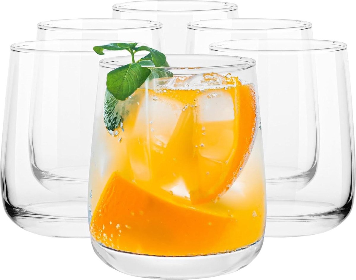 Drinkglazen Soft Drink Glas Set van 6 - Liquor Glas Coctail Glazen Tumbler Home Bar Set - Vaatwasmachinebestendig - Verzameling Emma - 300 ml