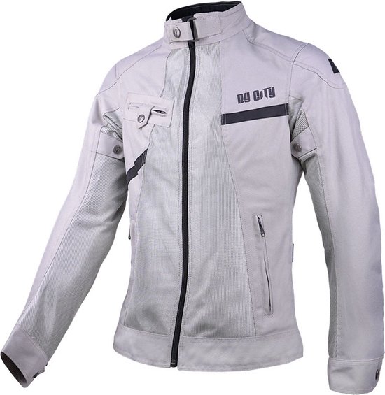 By City-summer route-motorjas-dames-doorwaaijas-wit-CE-protectie-zomerjas-XL