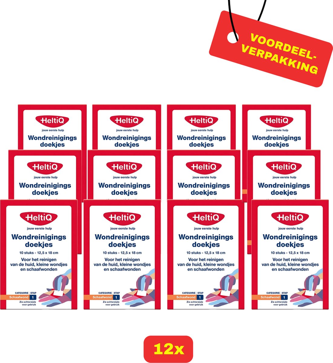 Goedkoopste 12X HeltiQ Wondreiniging Doekjes - 12x 10 stuks - Voordeelverpakking!
