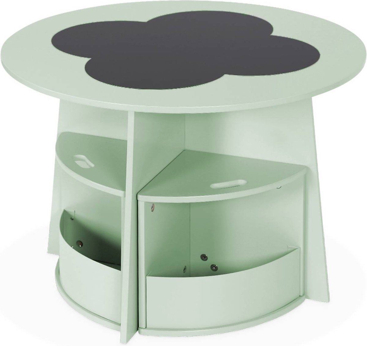 sweeek - Kindertafel en 4 stoelen met leisteen effect en opbergruimte