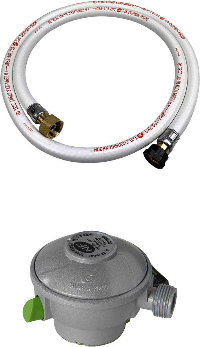 sweeek - 1,5 m flexibele gasslang + snelregelaar ø27mm butaan 28mbar 1,3kg/h