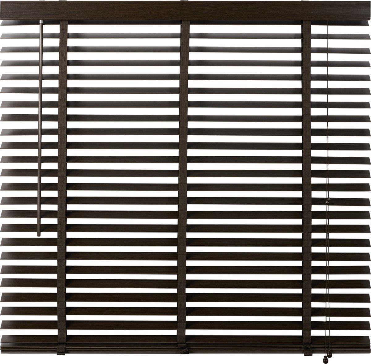 Houten Jaloezie Bruin - 120x130 cm (BxH) - Raamdecoratie - Lamelbreedte 50 mm - inc. Bedieningskoord en Draaistang - Eenvoudig op maat maken en monteren