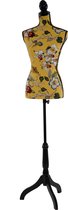Paspop T222, vrouwelijke paspop torso, glasvezel ~ geel met bloemen