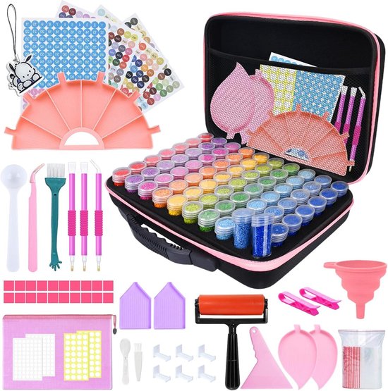 Diamond Painting Accessoires dozen - Opbergdoos met koffer trechter stickers Diamond Painting Accessoires