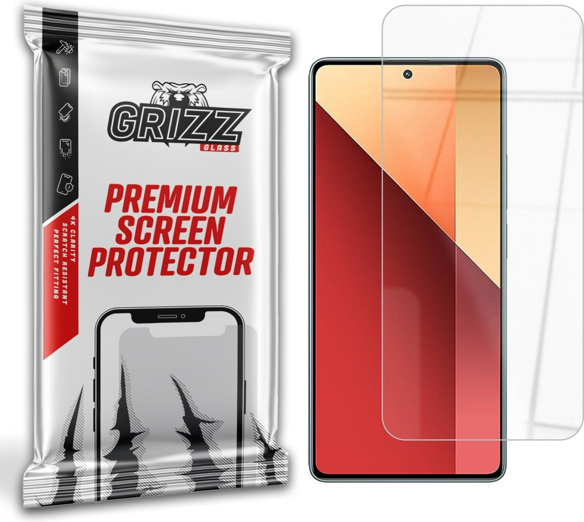 GrizzGlass HybridGlass Screenprotector voor Xiaomi Redmi Note 13 4G - Transparant