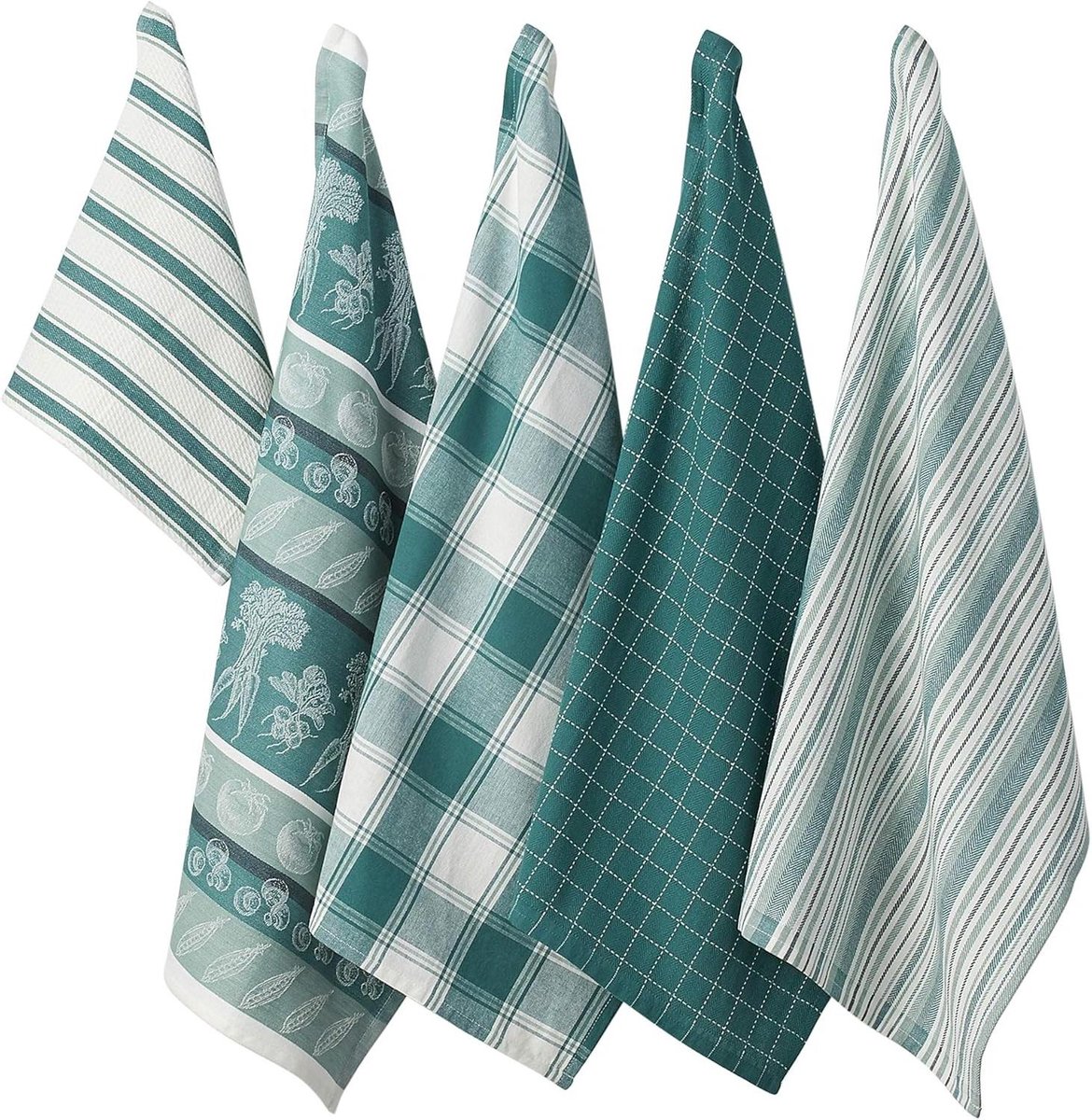 Noordzee Stof Keuken Vaatdoeken Set 18x28 Handdoeken & 13x13 Vaatdoek