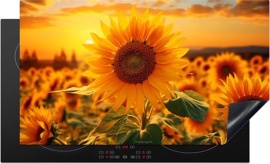 KitchenYeah® Protection plaque induction 91.6x52.7 cm - Tournesol - Jaune - Fleurs - Protege plaque de cuisson - Couvre plaque induction - Protecteur d'induction - Cuisine