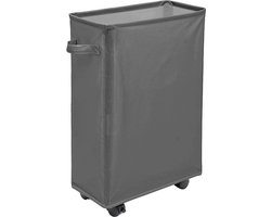 Dunne wasmand op wielen - opvouwbare wasmand - rechthoekige organizer - 40 l donkergrijs
