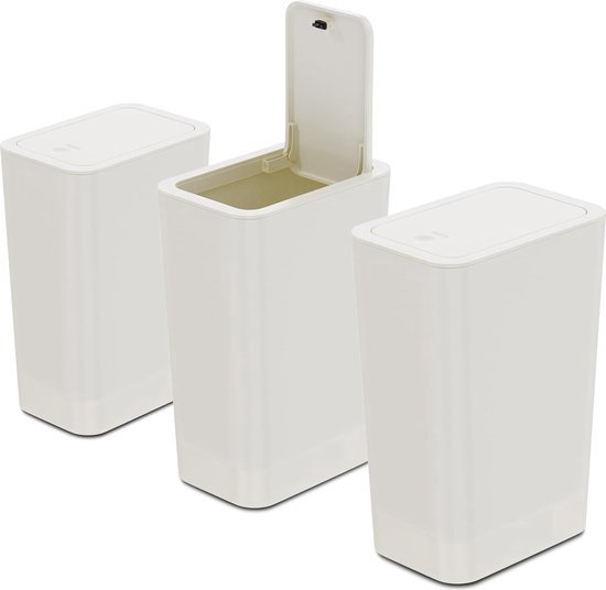 JOTOM 3-delige set mini-vuilnisemmers badkamer met pop-up deksel, 10 l JOTOM 3-delige set mini-vuilnisemmers badkamer met pop-up deksel, 10 l