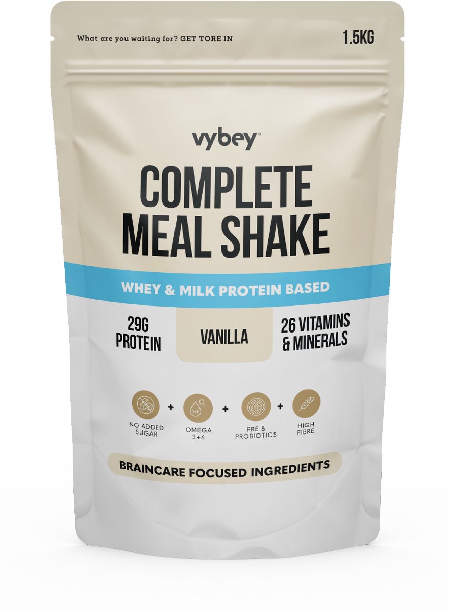 Goedkoopste vybey Maaltijdshake | Maaltijdvervanger | 29g Eiwit | 26 Vitamines & Mineralen | Zuivel | Romige Vanille Smaak (1.5kg
