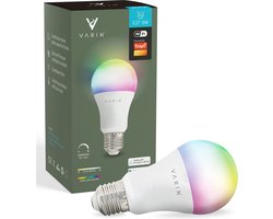 Varin® Smart Led Lamp E27 - 9W - Wit en RGB licht - Bediening via app - Voice control - Slimme bulb verlichting - Smart Light - Google Home en Amazon Alexa - Tuya wifi - Nachtlamp - Lampen woonkamer, keuken, slaapkamer, hal, kinderkamer
