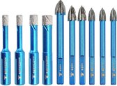 Diamantboor, tegelbox, 12 stuks, 6/6/8/25/35/40/50/68 mm, gatenzaag, 20 mm freesboor, 50 mm afschuiningsboor, adapters voor keramiek, porselein, tegels, graniet, marmer