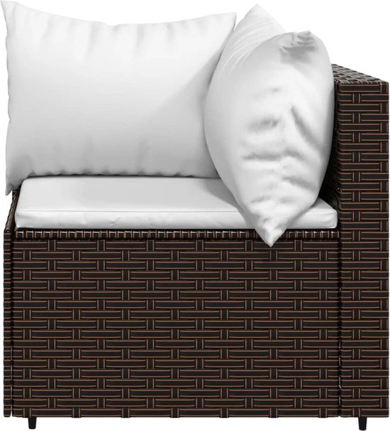 The Living Store Canapé d'angle PE rotin - 63 x 63 x 57,5 ​​cm - marron - pieds réglables