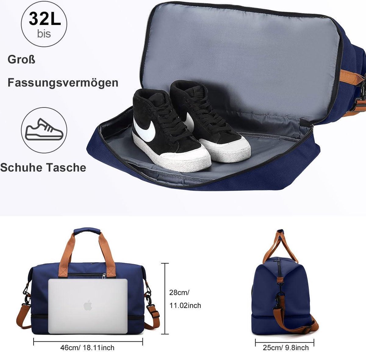Balakaka Sac de Voyage de Grande Capacité 31L, 46×23×30 cm Sac Weekend
