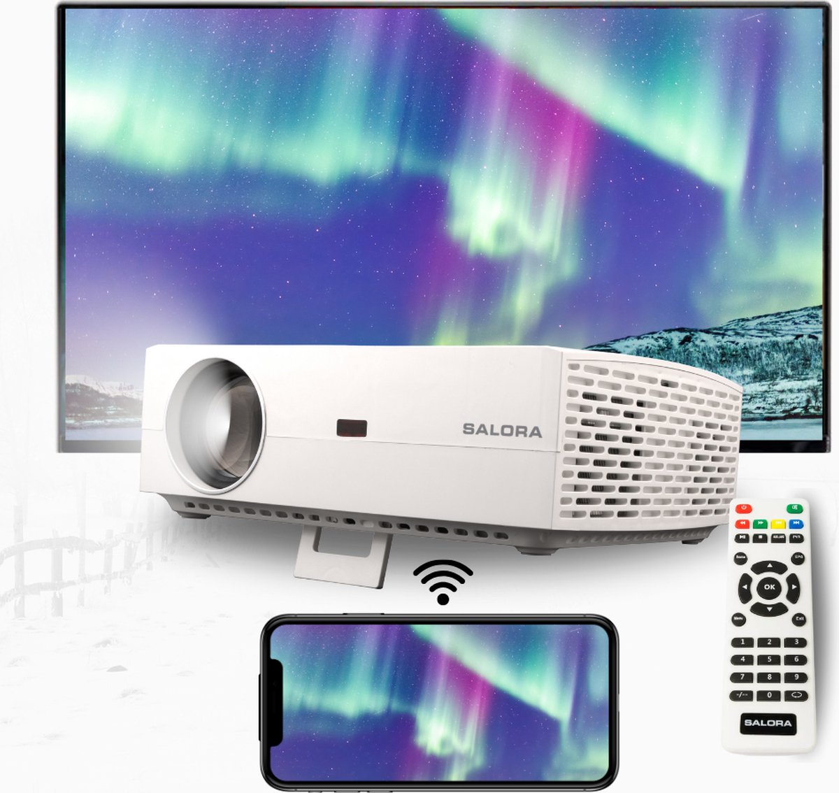 Salora 60BFM4250 beamer/projector Plafond/vloergemonteerde projector 400 ANSI lumens LED 1080p (1920x1080) Wit