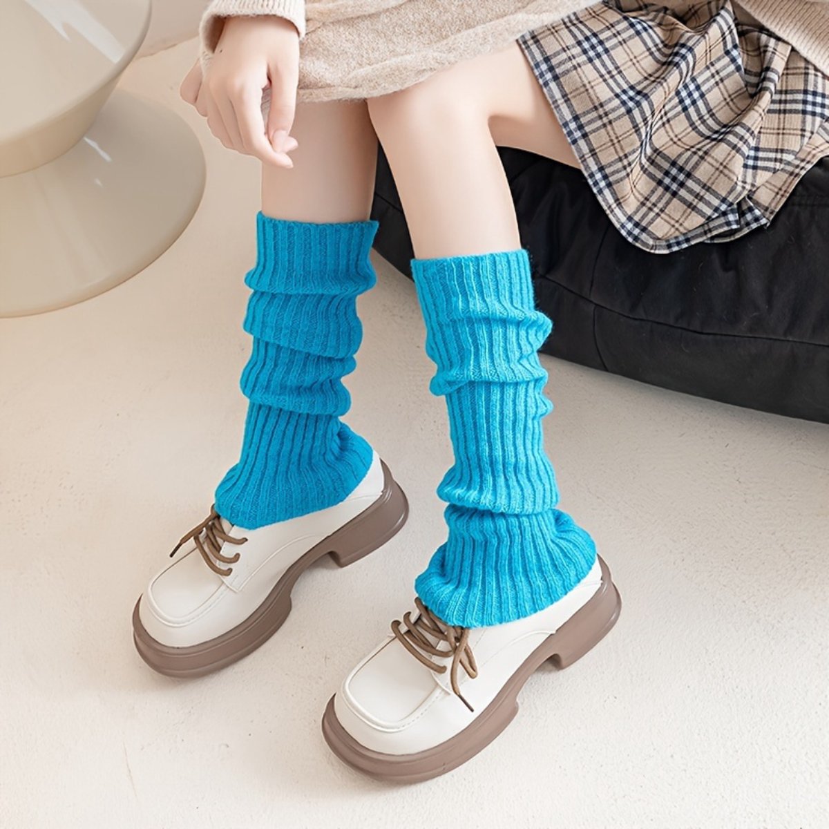 3 paar lange beenwarmers, gebreide winter thermische beenwarmers punk knie hoge kousen laarzen manchet warmer voor vrouwen meisjes, Wit Zwart Bruin, one size