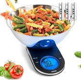 Bol.com Keukenweegschaal 5 kg Capaciteit 3 Liter Mengkom - 4 Meeteenheden - Helder Extra Groot LCD Scherm met Achtergrondverlich... aanbieding