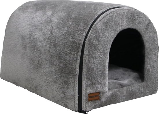 Kattenslaapzak Zachte Pluizige Winter Warme Kattenslaapbedden, Afneembaar Kattengrot Kussen met Kussen voor Kittens, Afneembaar Wasbaar,65x50cm, Rood
