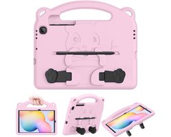 Heavy Duty EVA Foam Kids-Friendly Bear Cover with Hand-grip & Stand & Pen Holder for Galaxy Tab S6 Lite 2020 - Pink