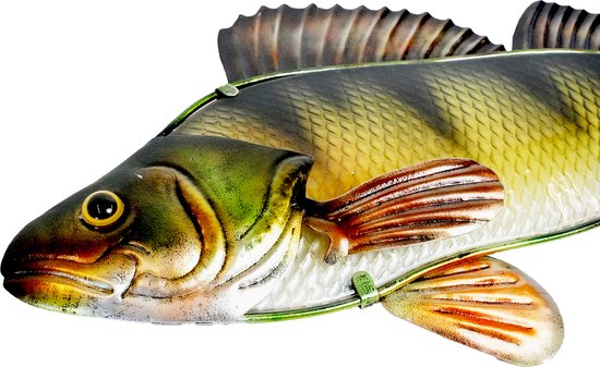 Décoration Murale Brochet 3D Eurocatch - 90 Cm, Métal Et Verre - Pour Mancave, Extérieur - Cadeau Original Pour Pêcheurs