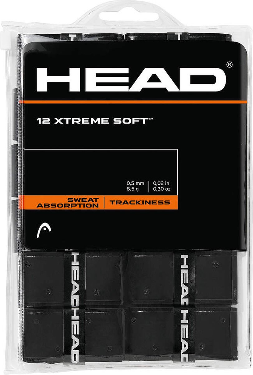 Head Xtreme Soft Overgrip 12 Stuks Overgrip Tennisgrip Padelgrip 0.50mm Zwart