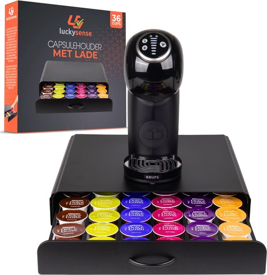 Foto: Capsulehouder met lade koffiecups houder geschikt voor dolce gusto 36 cups rvs zwart