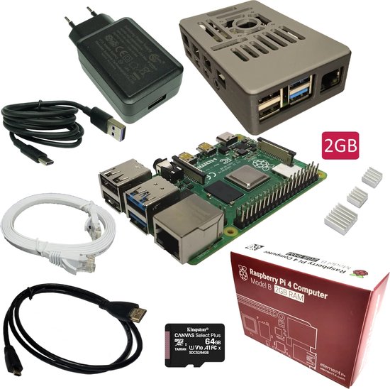 Raspberry Pi 4B - starter kit - 2GB - 64GB SD-kaart