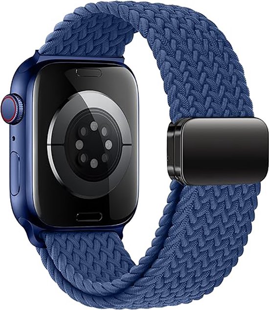 Bracelet en nylon tressé avec boucle magnétique - Blauw - Convient pour Apple Watch 38 mm - 40 mm - 41 mm - Bracelet smartwatch tressé élastique extensible réglable avec fermeture magnétique - Pour iWatch Series 9/8/7/6/SE/5/4/3/2/ 1 petits modèles